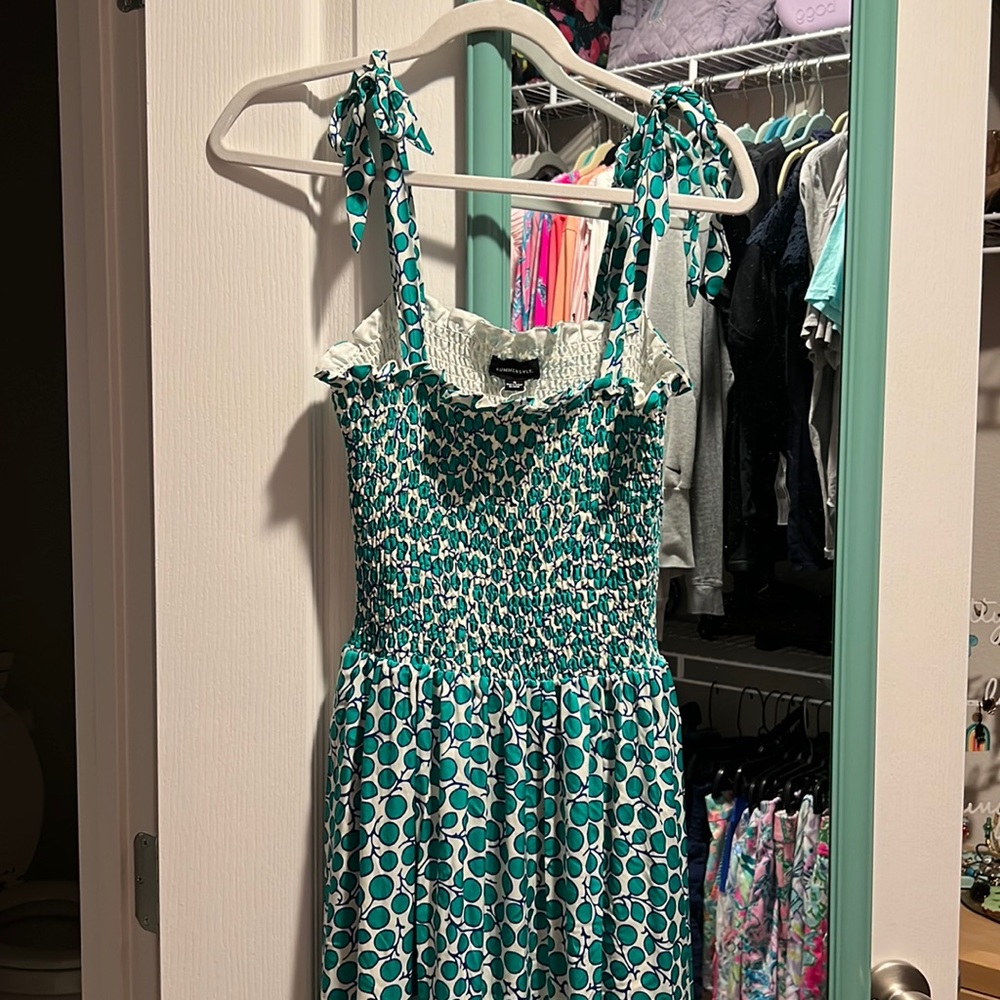 Summersalt green smocked dress maxi